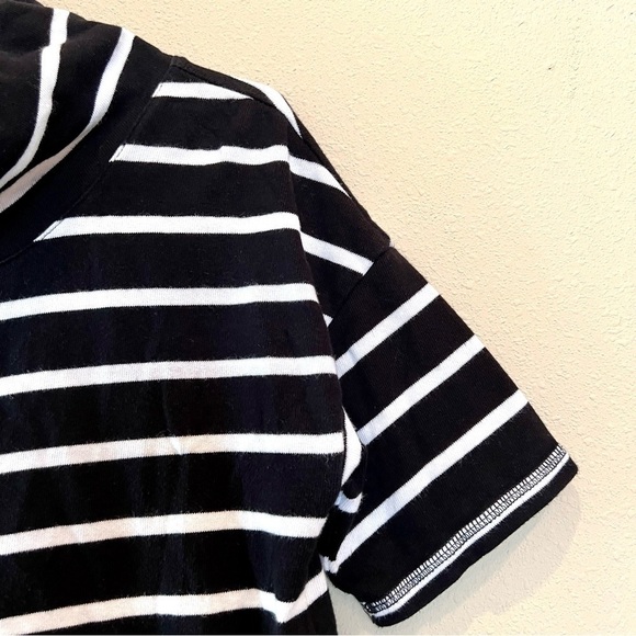 T by Talbots Women Black white stripes Pullover Sweater short sleeves size XS - Picture 4 of 10